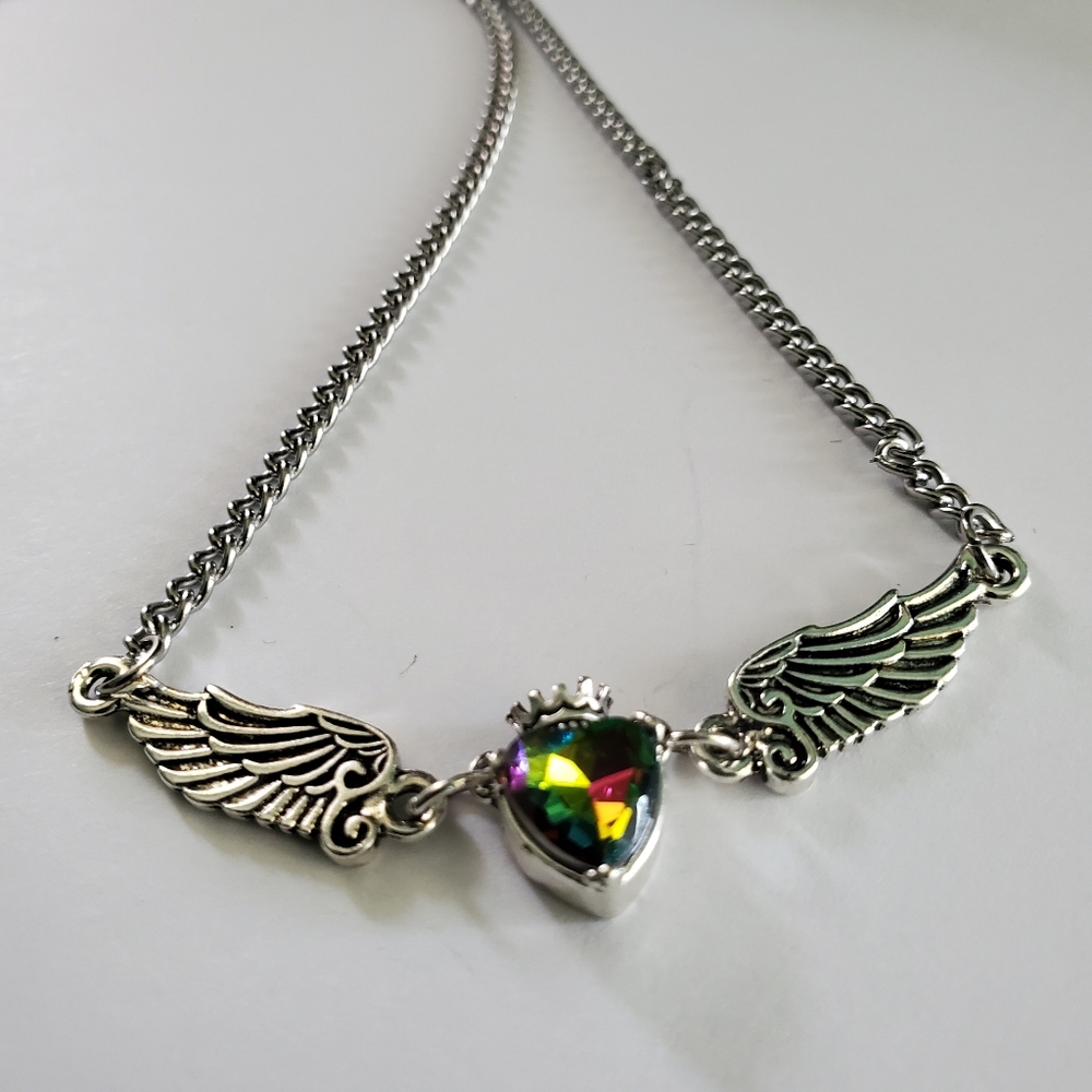 Mystic Topaz Wing and Crown Necklace - Picture 4 of 4